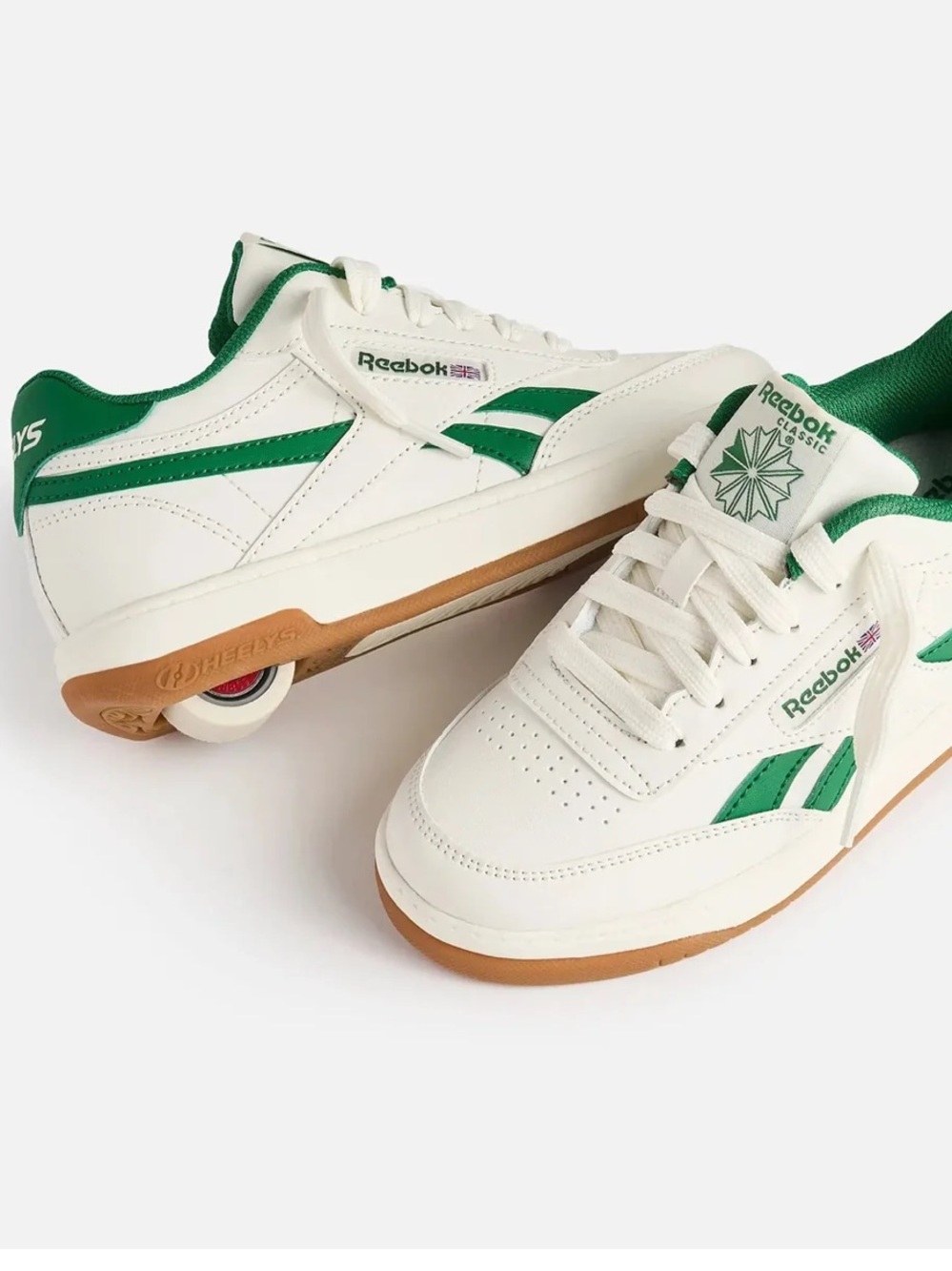 REEBOK CLUB C Heelys Green and White Adult Size 7